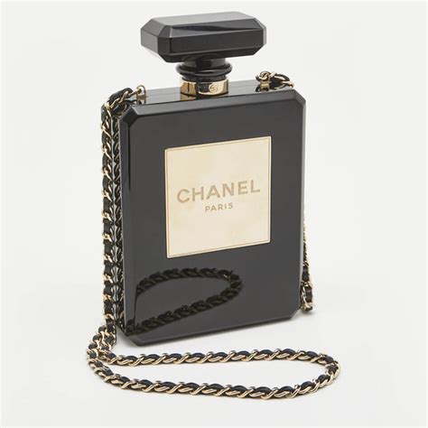 liquid glitter chanel perfume bottle case|CHANEL Plexiglass Perfume Bottle Clutch Black Gold.